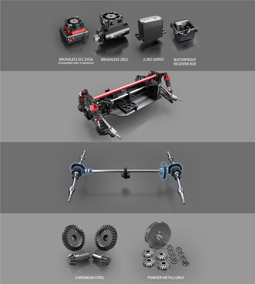 Brushless RC Drift Car 55km/h – 4WD High-Speed Remote Control Truck with Double Shell