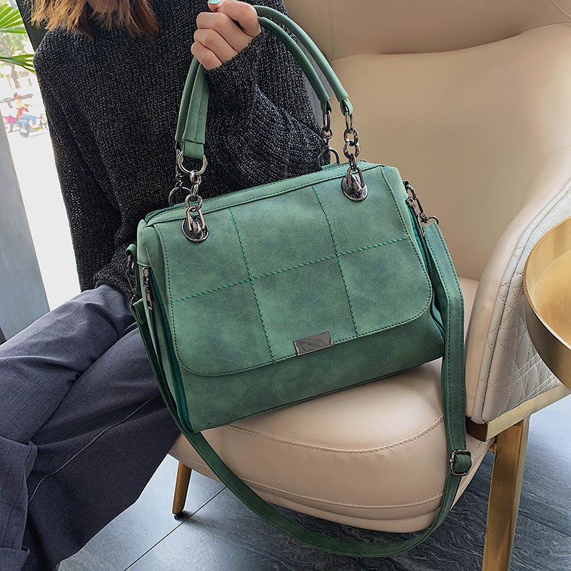 Women's Matte PU Leather Boston Bag – Large Capacity Scrub Tote for Travel & Everyday Use