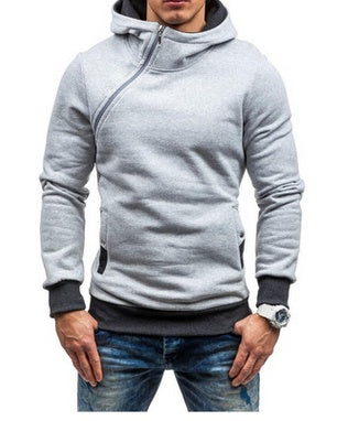 سويت شيرت رجالي بغطاء للرأس بسحاب مائل | بلوزة تريننغ من البوليستر مقاس M–XXL | HOORIVA