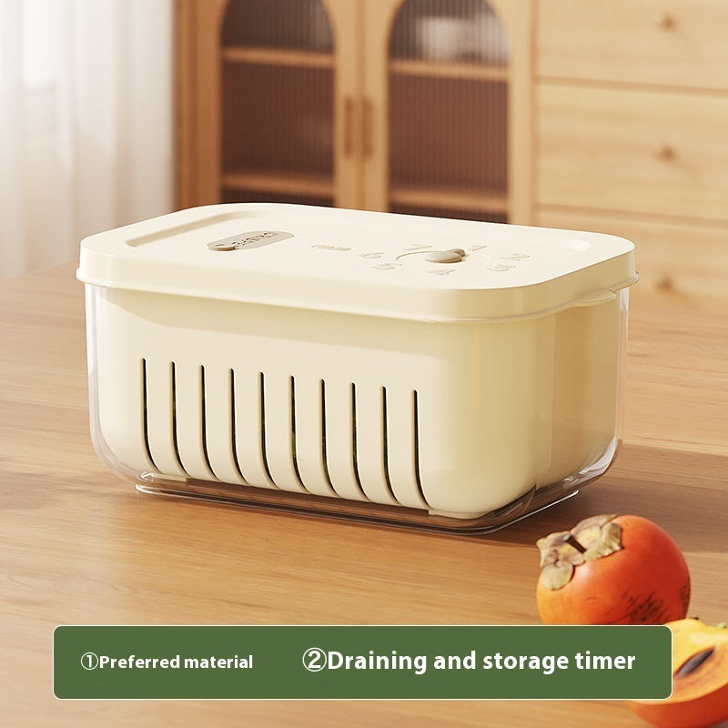 Steam Vent Food Storage Crisper with Freshness Date Tracker – Built-In Drainer & Coloured Lid (1–2L)