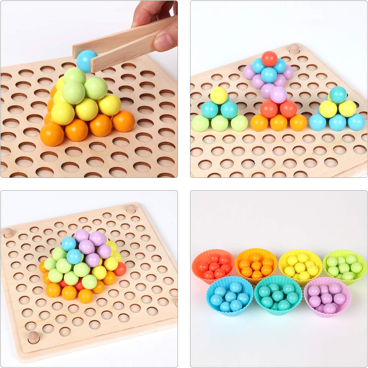 Wooden Peg Board Montessori Toy – Colour Sorting & Matching Game for Toddlers