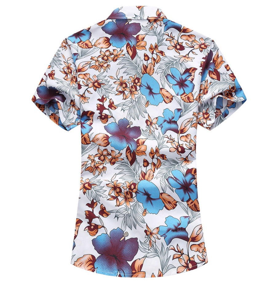 Men's Short Sleeve Colour Block Shirt | Big Size Lapel Tee