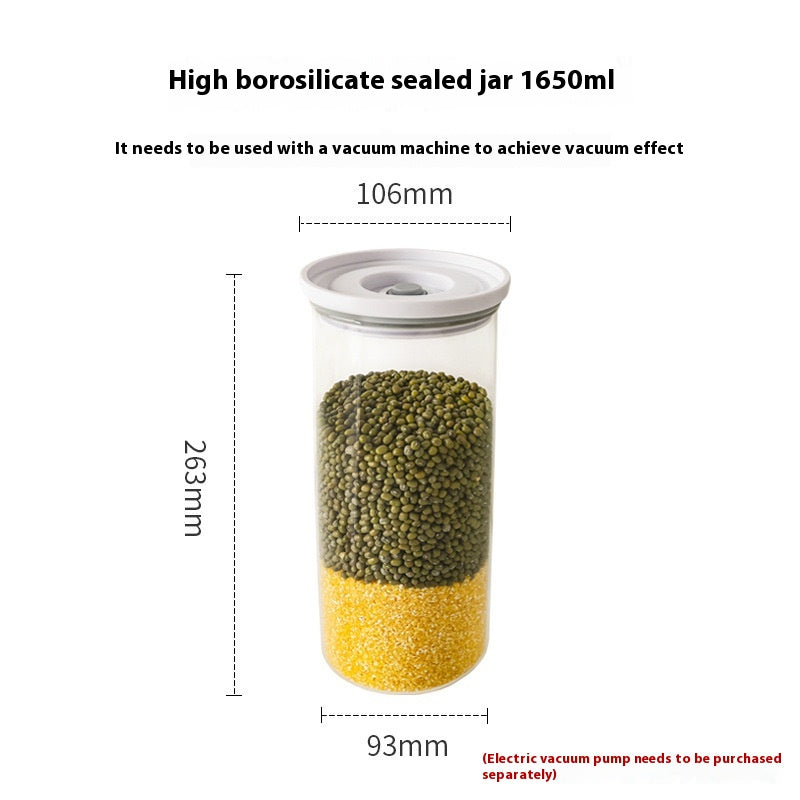 Vacuum Seal Food Storage Canister – Borosilicate Glass & PET Stackable Jars with Electric Pump (450ml–2500ml)