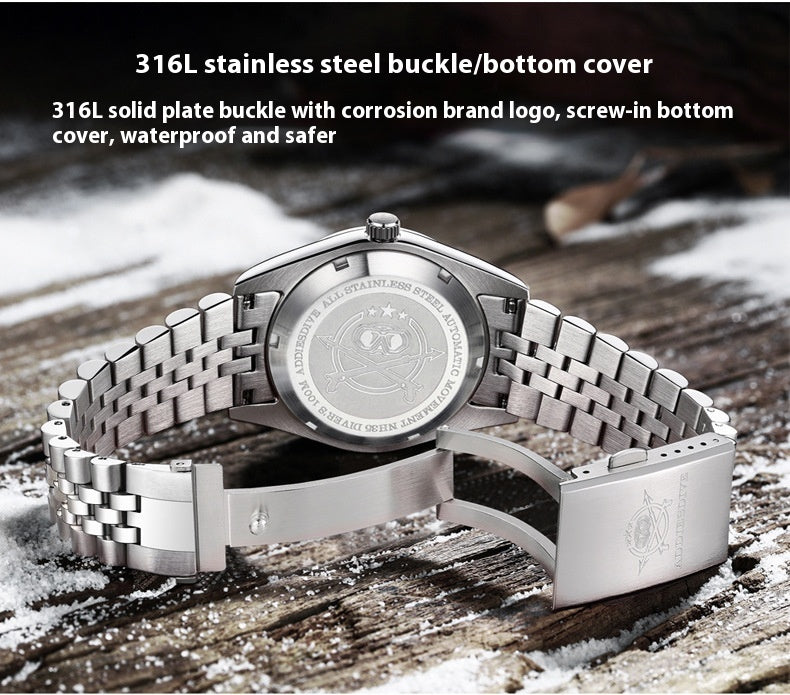 316L Stainless Steel Automatic Mechanical Watch – Business Style | Hooriva