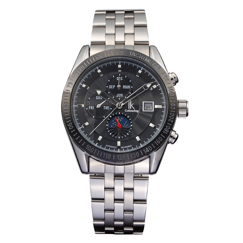 Men's Mechanical Watch | Transparent Case Back, Luminous, Calendar, 43mm Dial