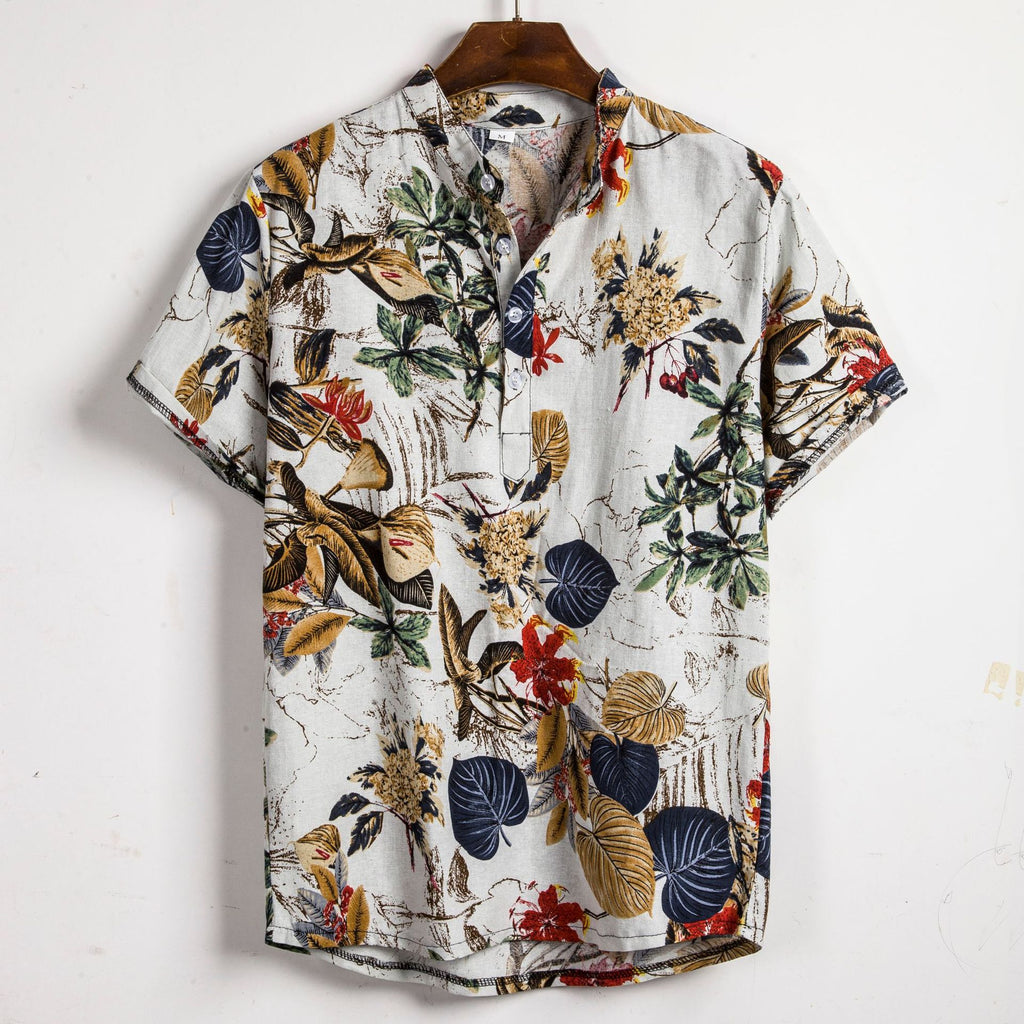 Men's Slim Fit Contrast Colour Shirt | Short Sleeve Printed Tee