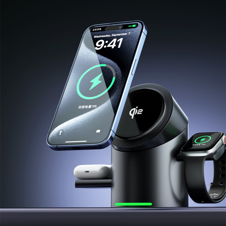 3-in-1 Magnetic Wireless Charger | 20W Fast Charging Stand for Phone, Watch & Earphones