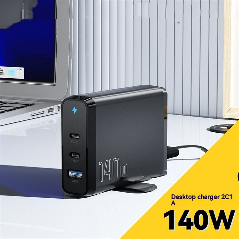 140W GaN Charger – 3-Port USB-C & USB-A Fast Charging for Laptops, Phones & Tablets