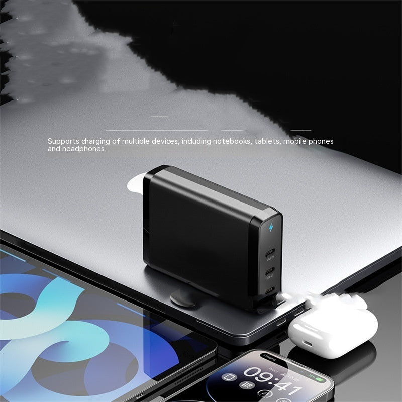 140W GaN Charger – 3-Port USB-C & USB-A Fast Charging for Laptops, Phones & Tablets