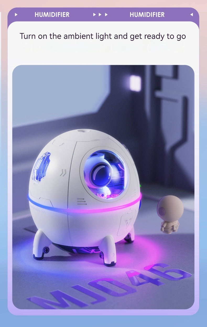 Space Capsule Humidifier MJ046 | Type-C | Ultrasound | Colorful Breathing Night Lamp | 220ml