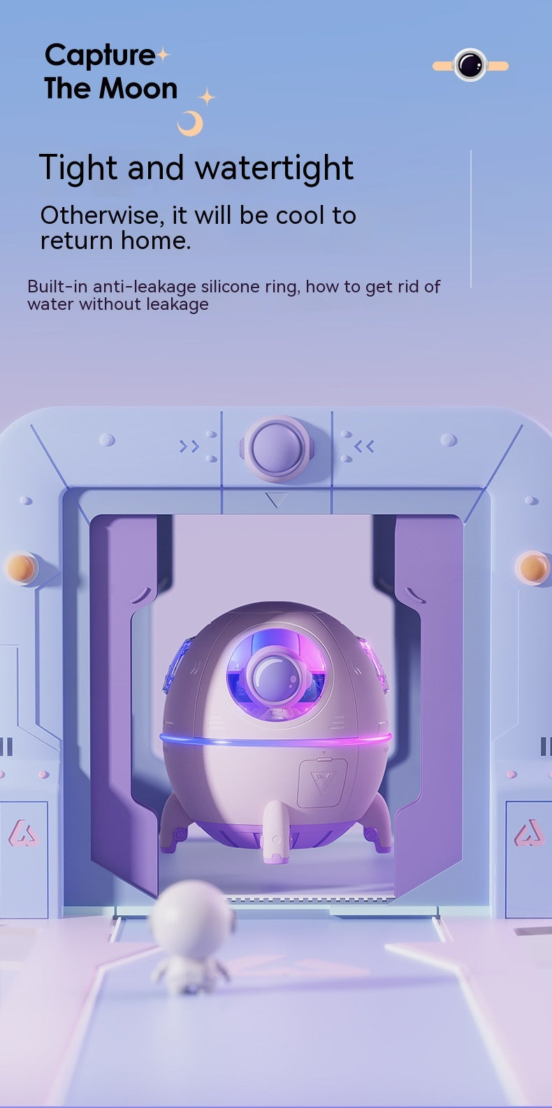 Space Capsule Humidifier MJ046 | Type-C | Ultrasound | Colorful Breathing Night Lamp | 220ml
