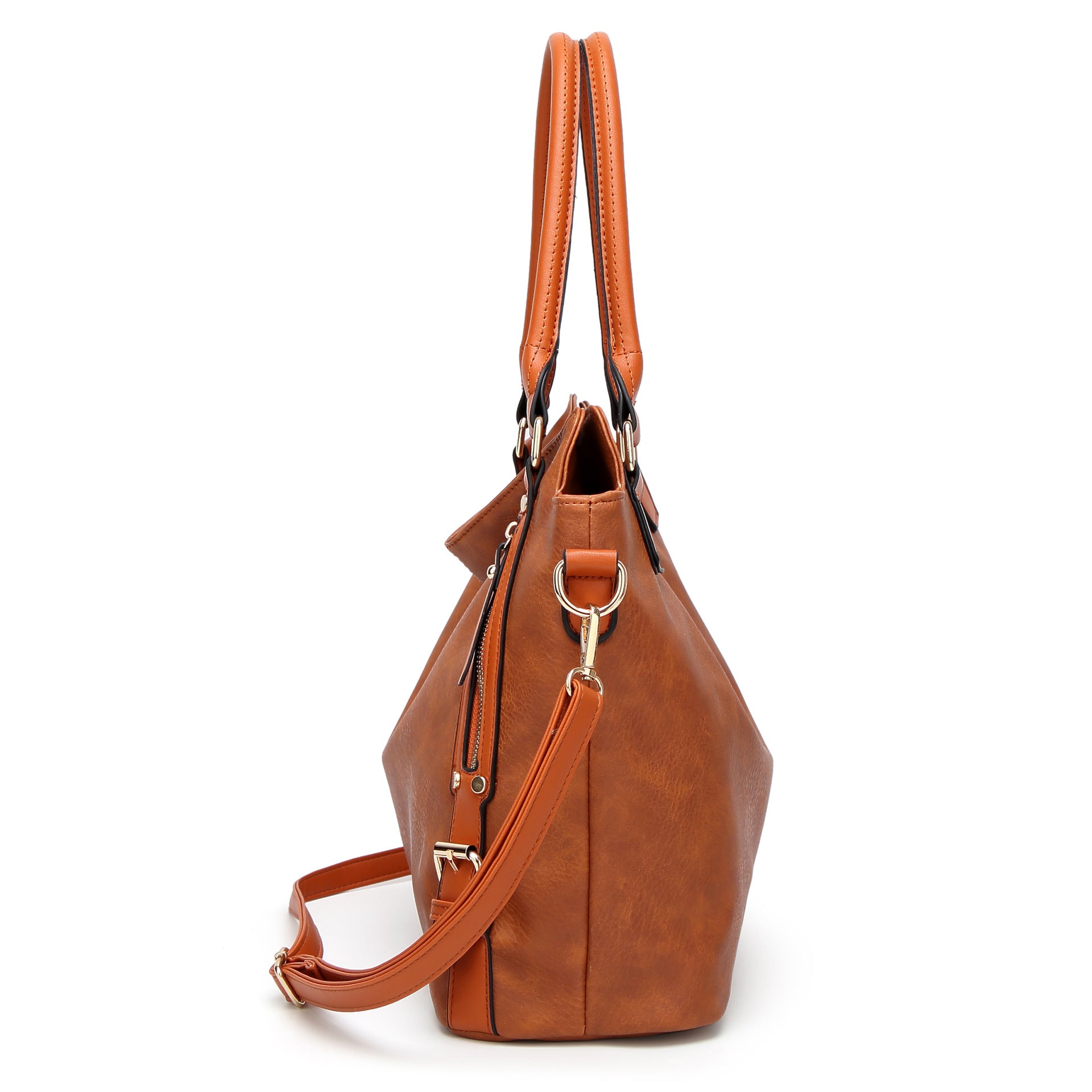 Women's Vintage PU Leather Tote Bag – Large Capacity Shoulder Handbag
