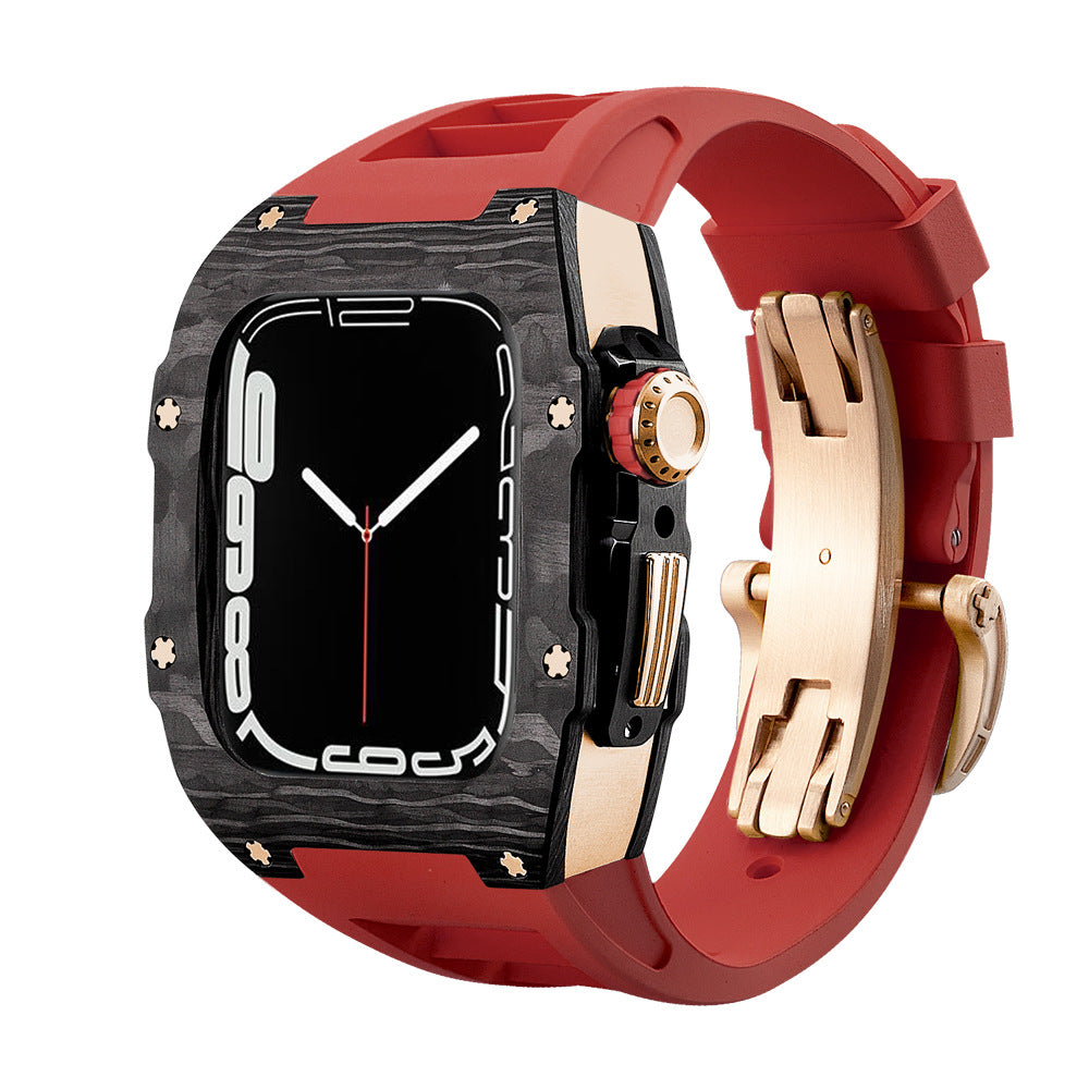 Carbon Fibre Apple Watch Strap | Fluoroelastomer Band with Stainless Steel Clasp | HOORIVA
