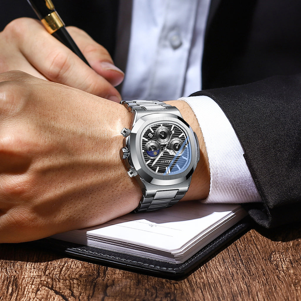 Men's Chronograph Quartz Watch | Luminous, Calendar, 40mm, Stainless Steel