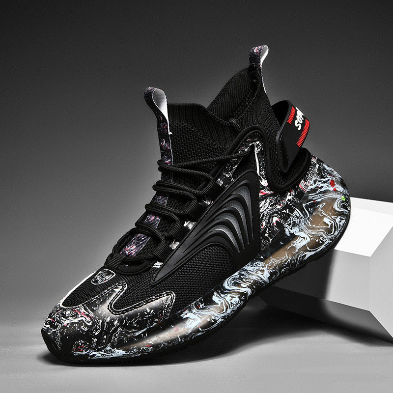 Men's High Top Basketball Shoes – Fly Weave Plush Cotton Trainers