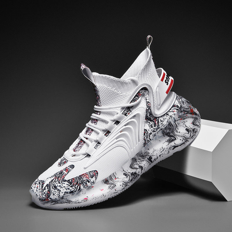 Men's High Top Basketball Shoes – Fly Weave Plush Cotton Trainers
