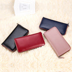 Genuine Leather Zipper Wallet – Multi-Slot Casual Purse for Men & Women