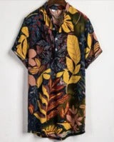 Men's Slim Fit Contrast Colour Shirt | Short Sleeve Printed Tee