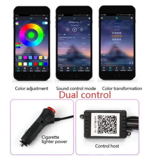 طقم إضاءة داخلية من الألياف الضوئية للسيارة | تطبيق RGB ومزامنة الموسيقى شرائط LED داخلية | HOORIVA