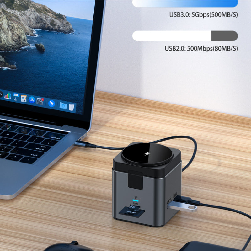 8-in-1 USB-C Docking Station | 15W Magnetic Wireless Charging | 4K HDMI | PD 100W | RJ45