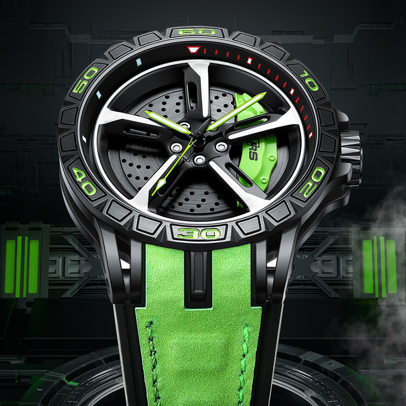 Men's 3D Hollow Skeleton Quartz Watch | 47mm Rotating Bezel, Luminous, 30m Waterproof