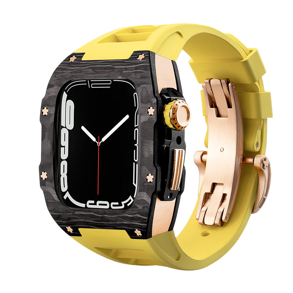 Carbon Fibre Apple Watch Strap | Fluoroelastomer Band with Stainless Steel Clasp | HOORIVA
