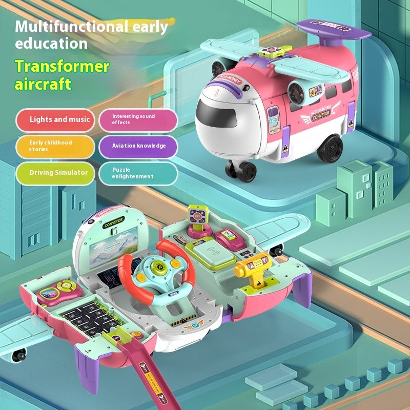 Kids Educational Transformation Toy | Light & Music Coin Bank RC Plane