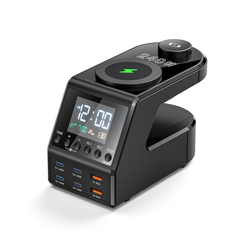 240W GaN 9-in-1 Desktop Charging Station | Alarm Clock + Wireless Charging | 4x USB-C 140W