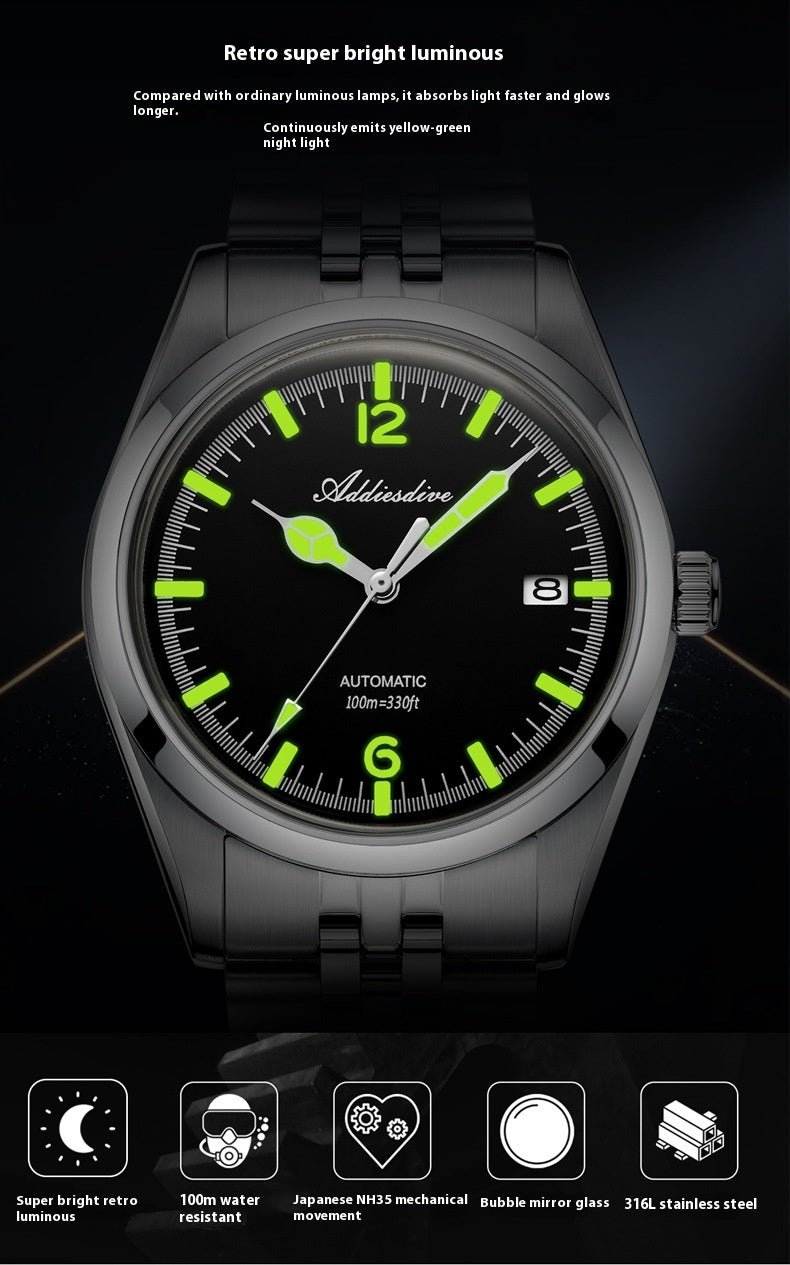 316L Stainless Steel Automatic Mechanical Watch – Business Style | Hooriva