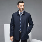 Men's Business Casual Jacket | Polyester Blazer, Sizes 170–195, Cyan & Navy Blue | HOORIVA
