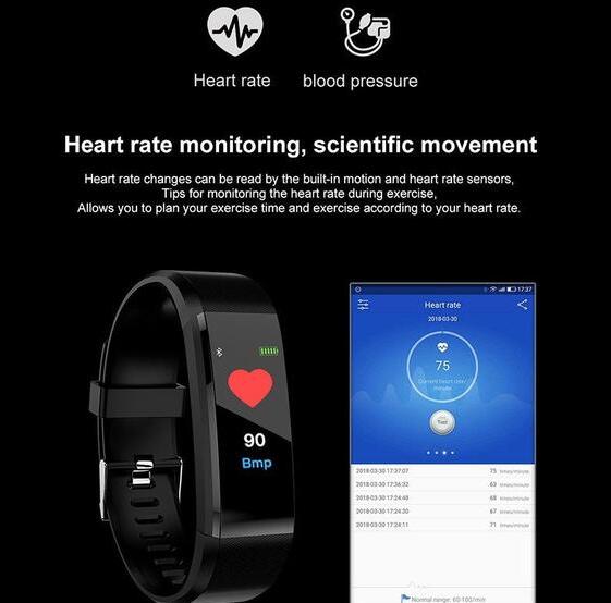 ID115Plus Smart Fitness Bracelet – Heart Rate, Sleep Monitor & Anti-Lost