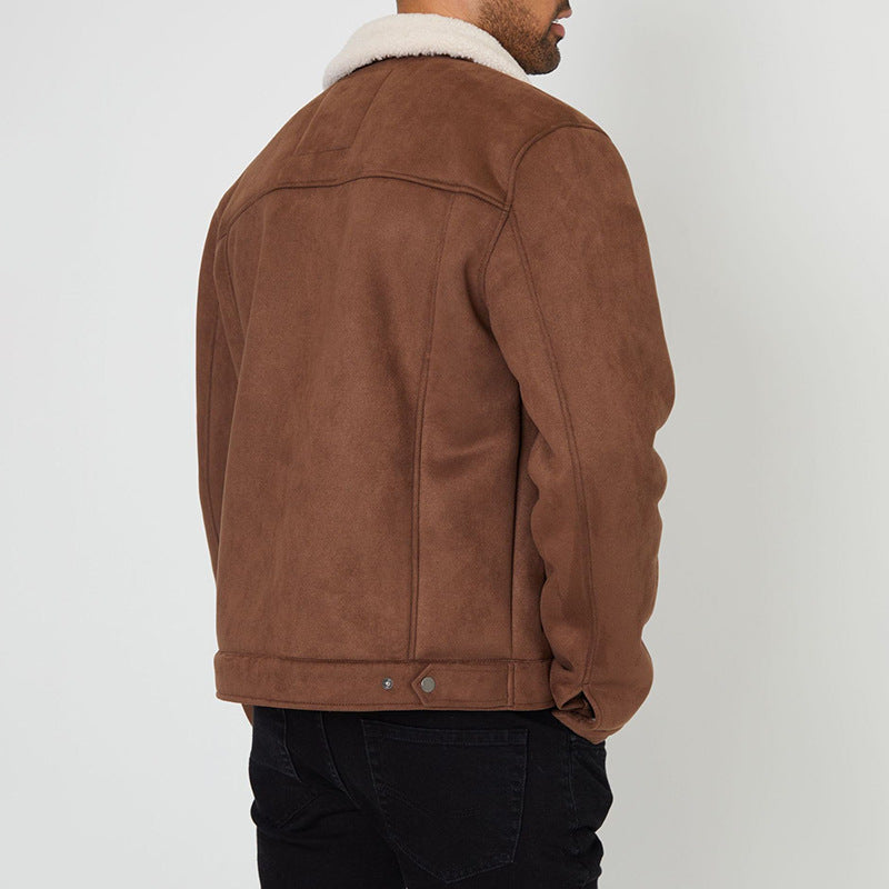 Men's Lamb Fur Collar Coat | Slim Fit Retro Outerwear, S–XXXL, 3 Colours | HOORIVA