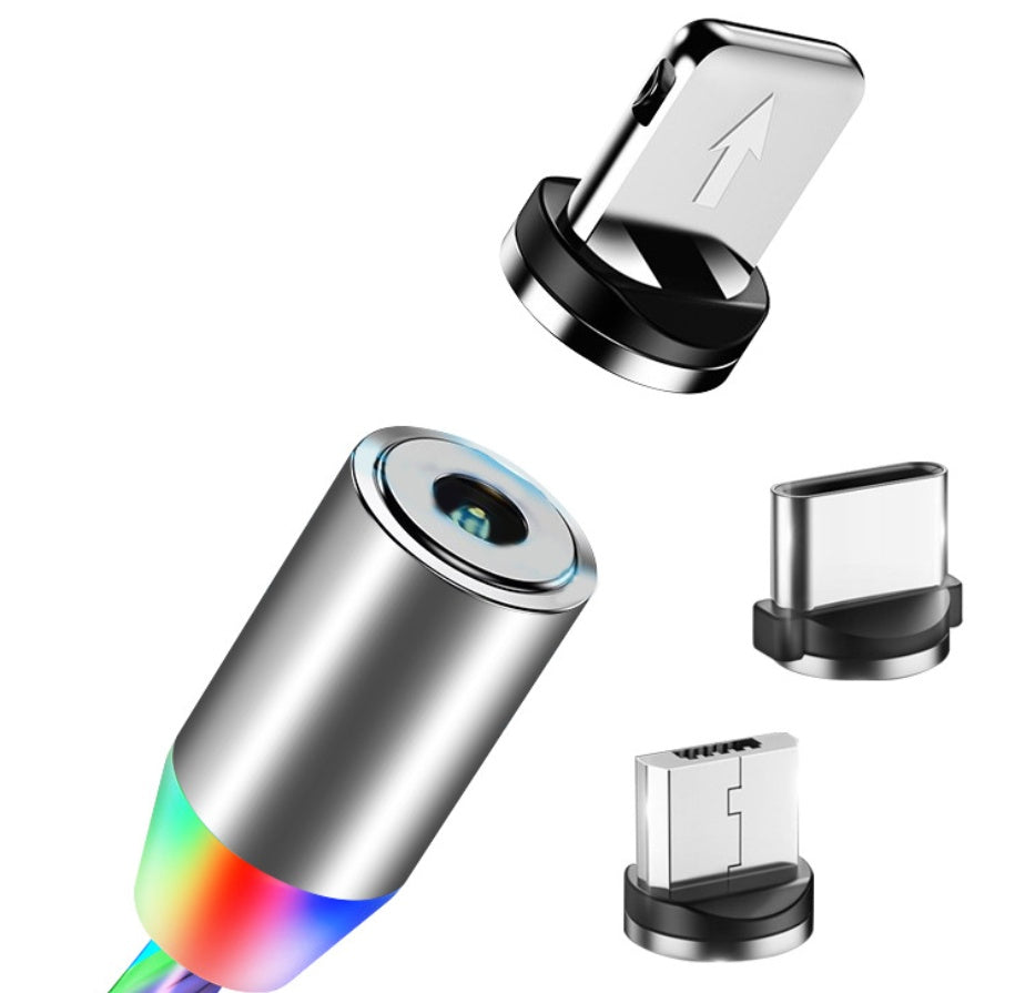 Blue flowing LED magnetic charging cable for iPhone and Android