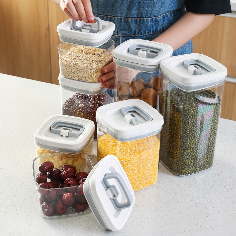 Stackable Airtight Pantry Canister – Clear Square Food Storage Container with Flip-Lock Lid (550ml / 1300ml / 2000ml)