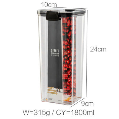 Tall Square Airtight Pantry Canister – Clear PET Food Storage Container with Black Clip-Lock Lid