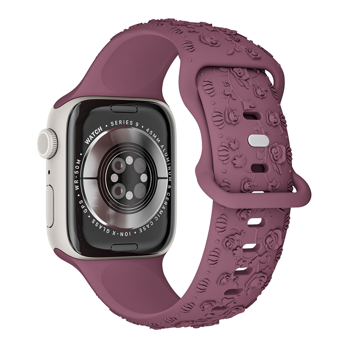 Embossed Rose Silicone Apple Watch Band – 16 Colours | 38/40/41mm & 42/44/45mm