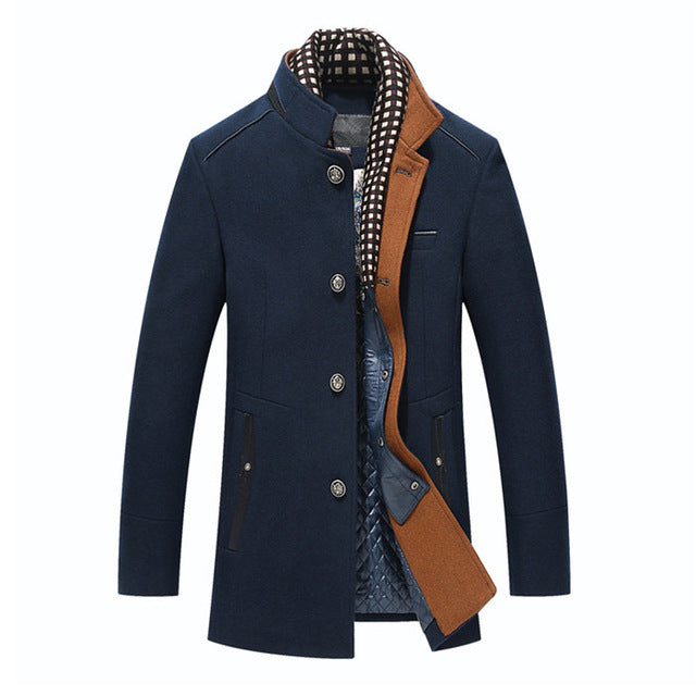 Men's Wool Blend Overcoat | 50% Wool, Double Collar, 3 Colours, S-4XL, Autumn