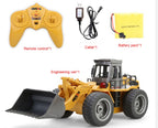 RC Excavator Toy for Kids – Alloy 1:18 Remote Control Engineering Car with Music & Lights