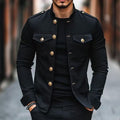 Men's Casual Slim-Fit Lapel Jacket – Single-Breasted Solid Colour | Black & White | S–3XL | Hooriva