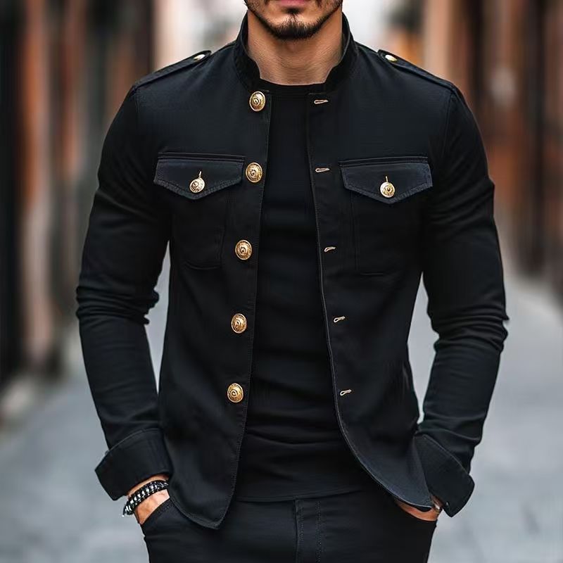 Men's Casual Slim-Fit Lapel Jacket – Single-Breasted Solid Colour | Black & White | S–3XL | Hooriva