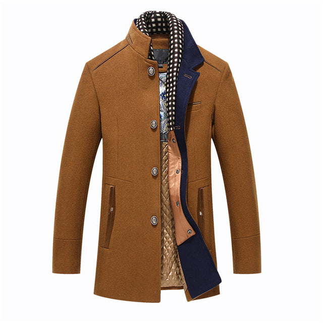 Men's Wool Blend Overcoat | 50% Wool, Double Collar, 3 Colours, S-4XL, Autumn