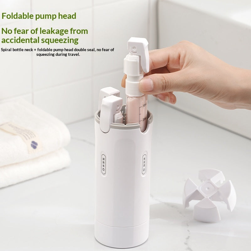 4-in-1 Travel Dispenser Set | Leak-Proof Refillable Bottles for Shampoo, Lotion & Perfume