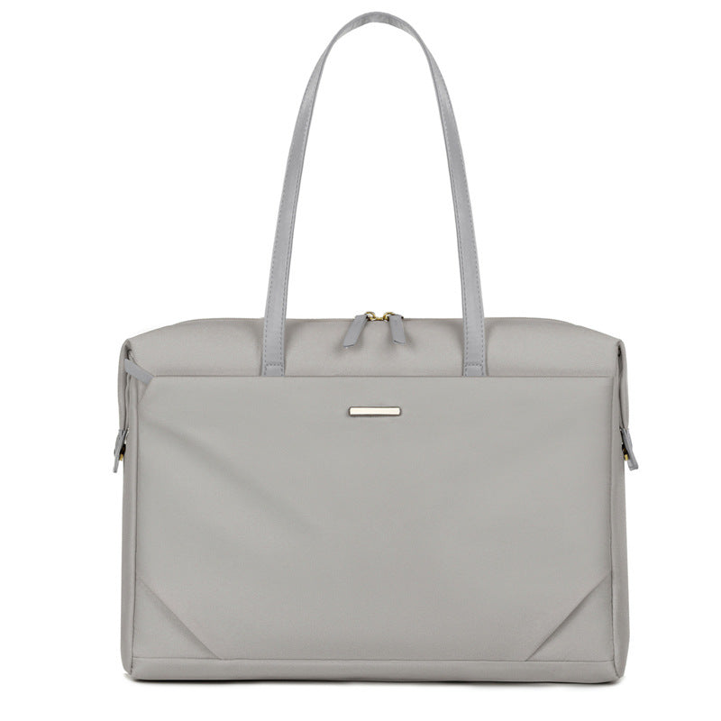 14 Inch Oxford Cloth Laptop Shoulder Bag — Urban Minimalist, 3D Pocket, Black, Gray & Off-White