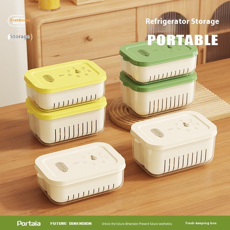 Steam Vent Food Storage Crisper with Freshness Date Tracker – Built-In Drainer & Coloured Lid (1–2L)
