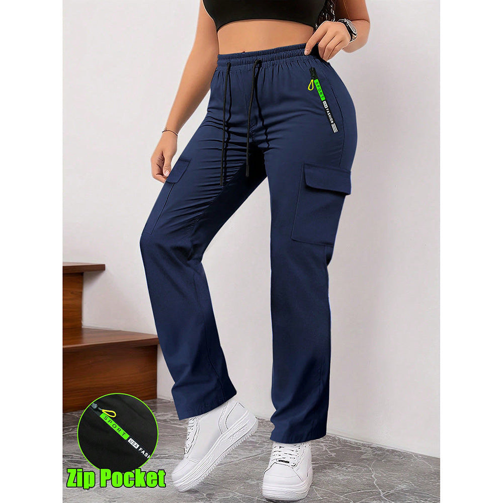 Women's Casual Wide-Leg Cargo Pants – Retro Large Pocket Trousers for Everyday & Outdoor Wear