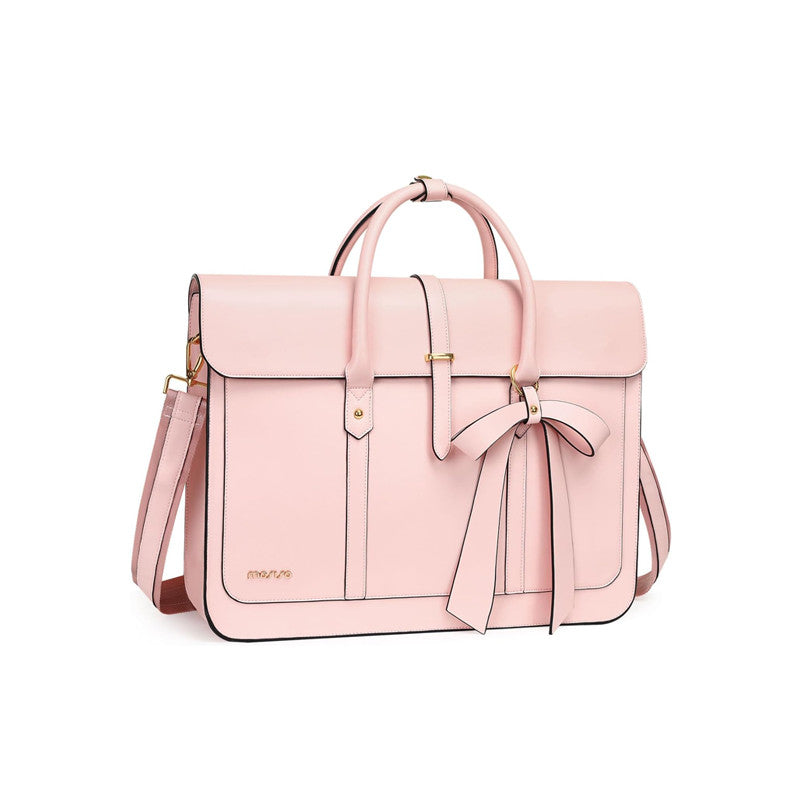 16 Inch Laptop Tote Bag — Bow Detail, Synthetic Leather, 8 Colours, 4-Way Carry