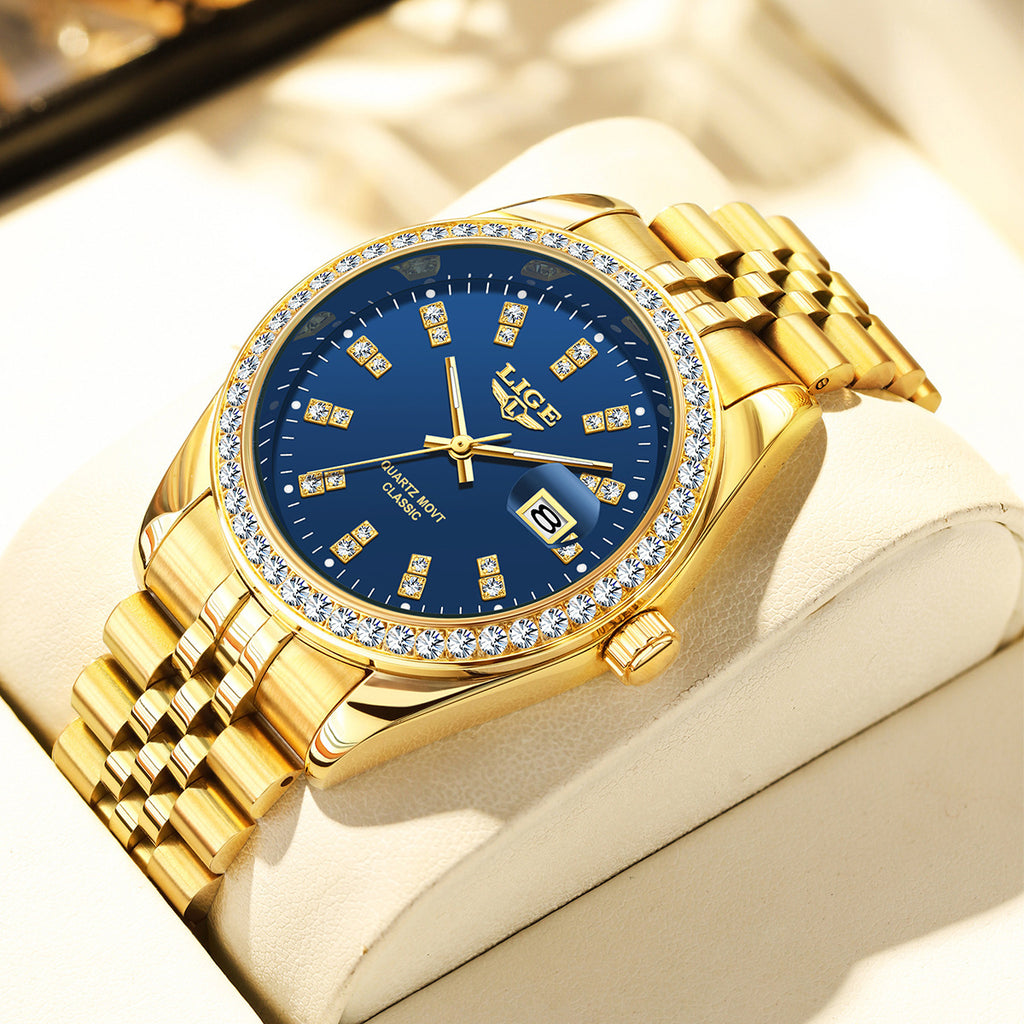 Men's Fashion Quartz Watch | Large Dial, Gold Tone, 13mm Slim Case | HOORIVA
