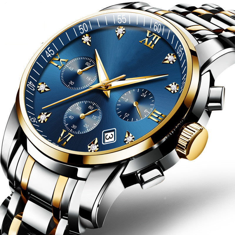 Men's Sports Quartz Watch – Stainless Steel Bracelet, 30m Waterproof, 11mm | Hooriva