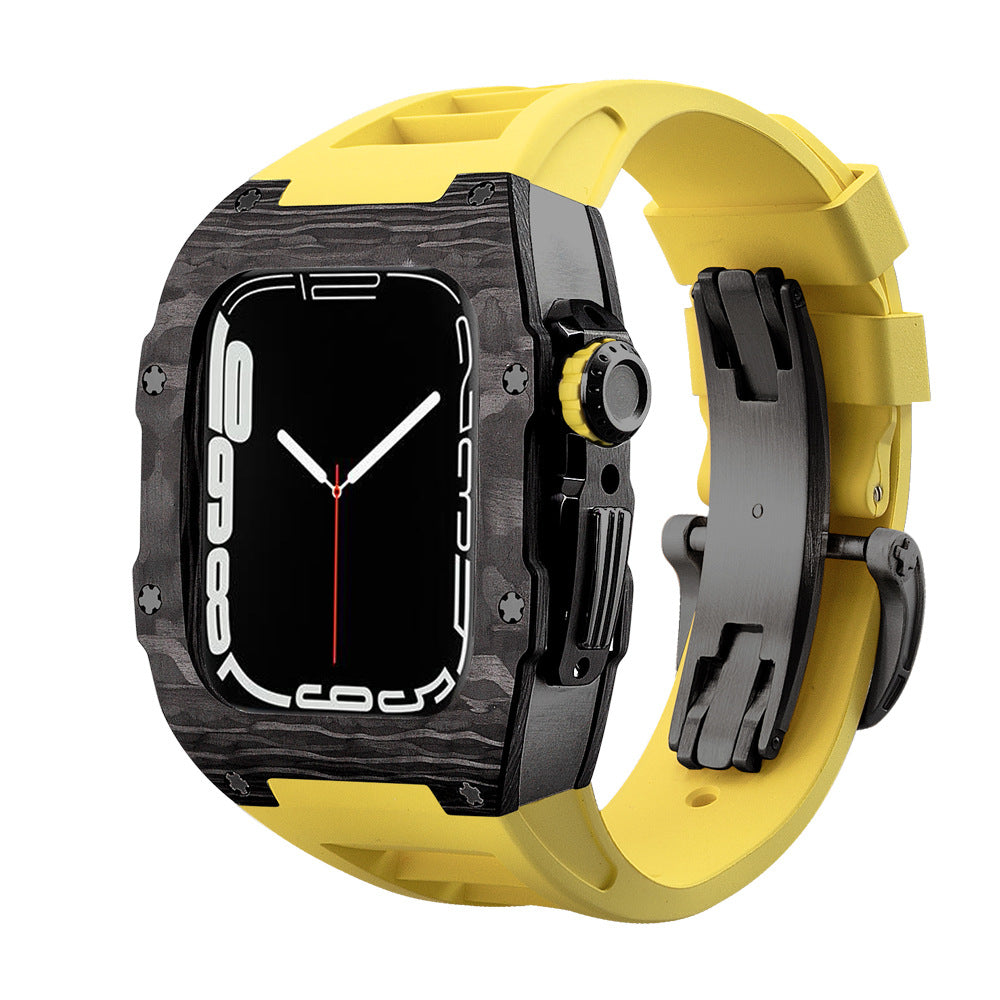 Carbon Fibre Apple Watch Strap | Fluoroelastomer Band with Stainless Steel Clasp | HOORIVA