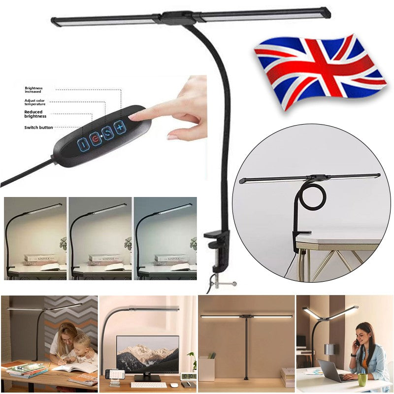 Double Head LED Desk Lamp – Dimmable, 3 Colour Modes & 360° Gooseneck | USB Powered